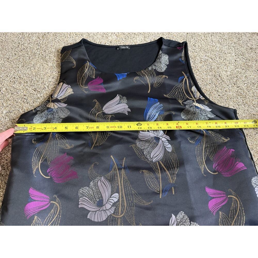 Ann Taylor Factory Satin Floral Metallic Sleeveless Dressy Tank Top Size XL - Picture 5 of 6
